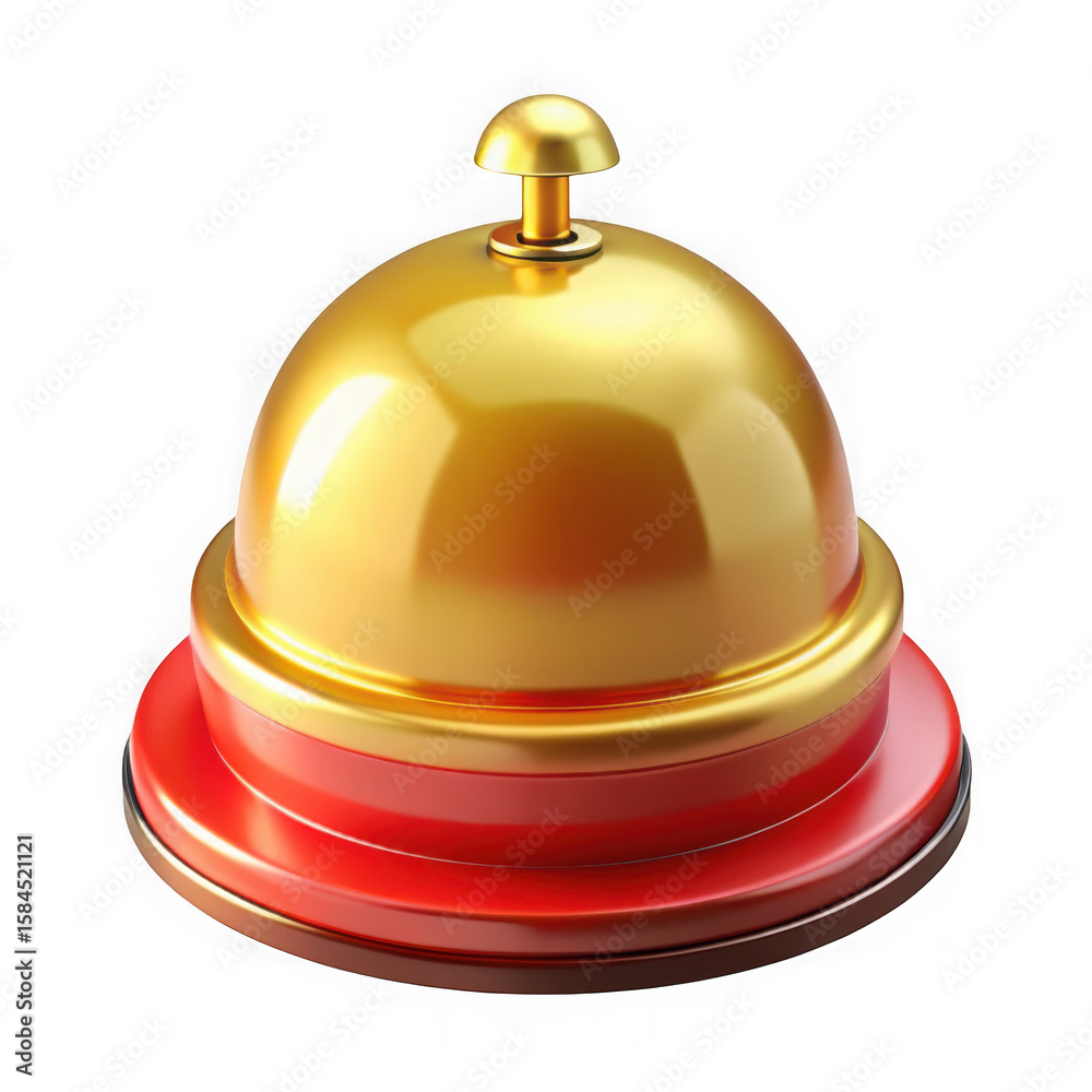 3d illustration of a golden hotel service bell isolated on transparent background 3d illustration of a golden hotel service bell isolated on transparent background