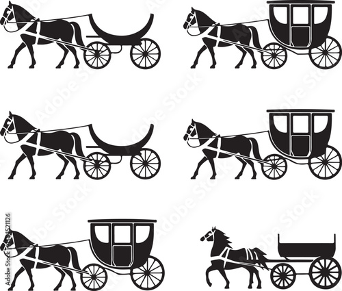 hors silhouette bundle vector illustration