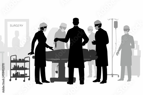 silhouette of doctor busy in surgery