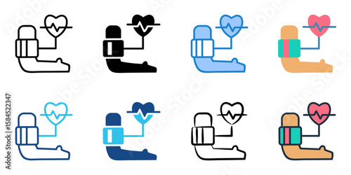 Blood pressure check icon set multiple style collection 
