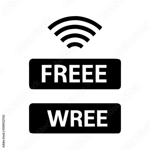 A free wifi sign with the words free and wree isolated on white background