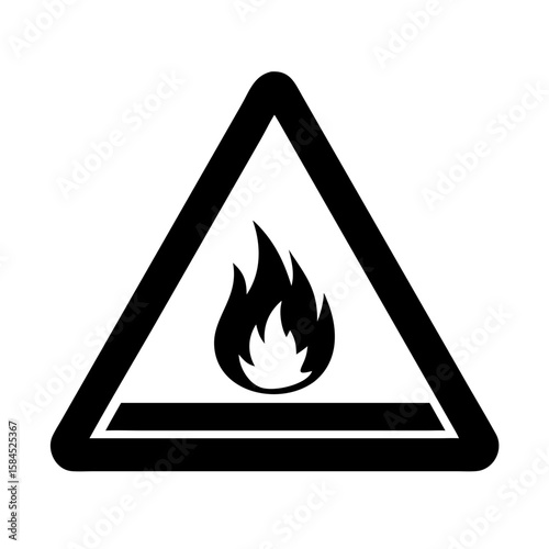 A triangular sign warns of fire hazard, isolated on white background