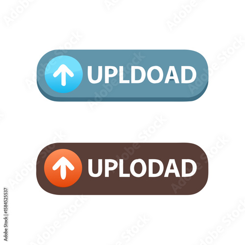 Two upload buttons with arrows pointing up are isolated on white background