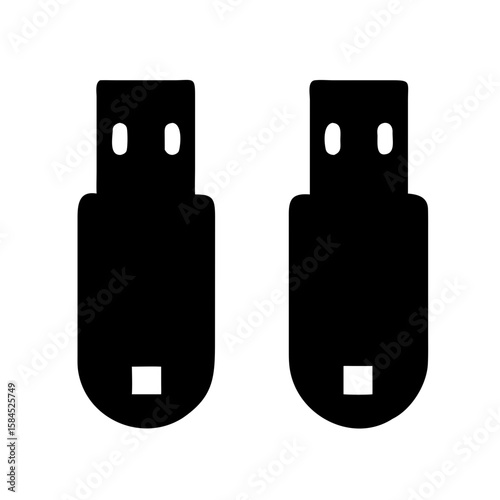 Two black usb flash drives isolated on white background