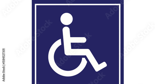 A blue and white icon representing a person in a wheelchair, symbolizing disability and accessibility