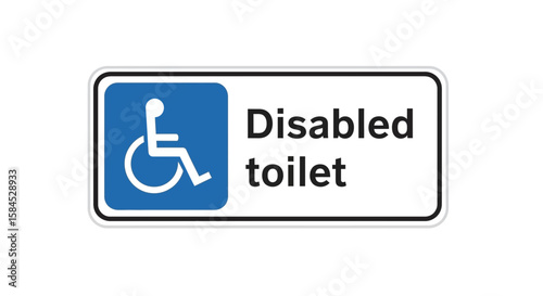A disabled toilet sign with the international symbol of access
