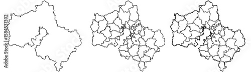 Wallpaper Mural Moscow Oblast map – vector illustration of districts, cities, and borders surrounding Moscow Torontodigital.ca