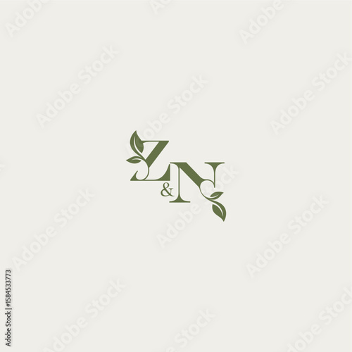 ZN letter luxury wedding monogram design organic leaf logo bold initial concept