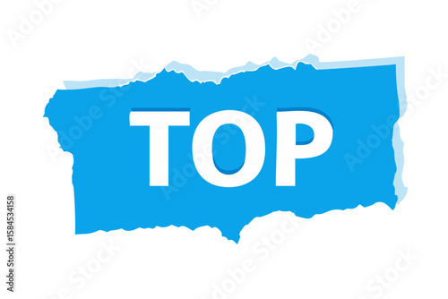 Ripped blue paper reveals "Top" message