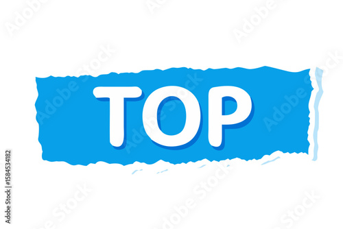 Ripped blue paper reveals "Top" message