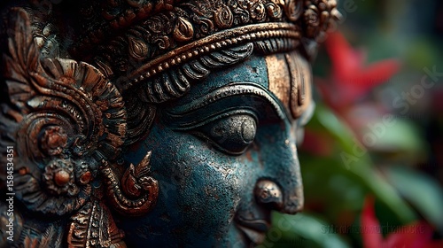 Wallpaper Mural Close Up of Artistic Bronze and Copper Hindu Goddess Statue with Intricate Details in Vibrant Colors Torontodigital.ca