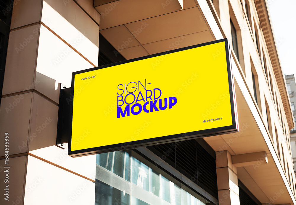 Outdoor Building Facade Sign Mockup Template Stock Template | Adobe Stock
