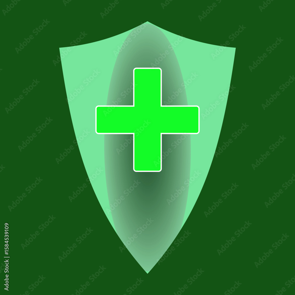 Fototapeta premium Medical Icons Shield, First Aid Kit, and Document