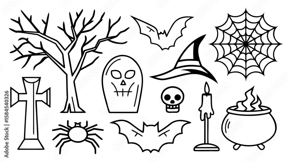 Fototapeta premium Halloween doodle elements set.