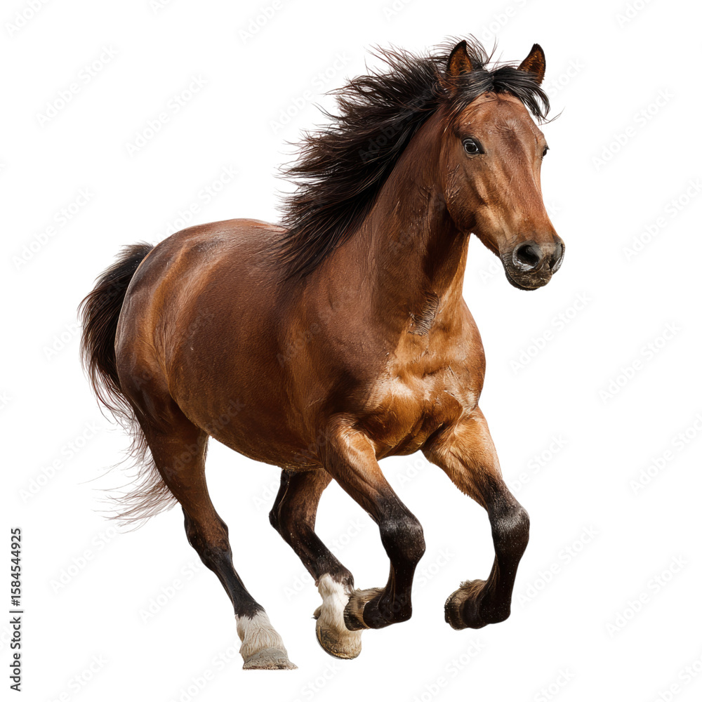 Obraz premium Majestic Brown Horse in Motion: A Stunning Display of Grace and Power