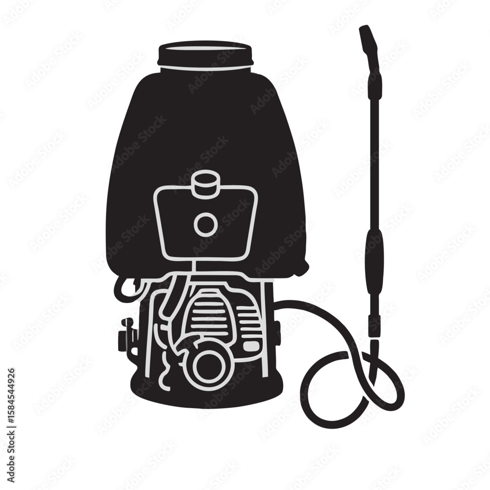 Fototapeta premium Silhouette image of a motorbike sprayer on a white background