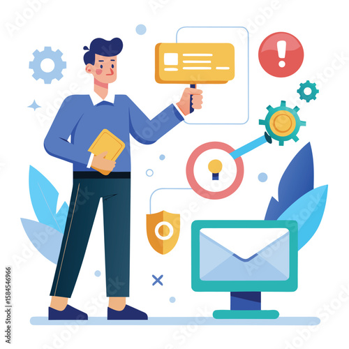 Professional presenting information about email security and technological updates in modern times