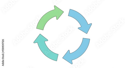 Free Download Cycle of four arrows in different colors on white background - GFXLoad