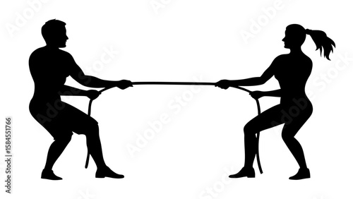 silhouette of a tug of war