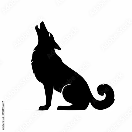 Silhouette of a majestic wolf howling under the moonlight in the wild
