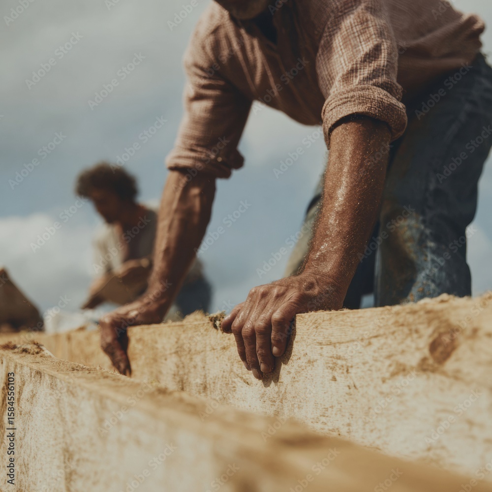 Authentic Family Hurricane Preparation with Wooden Boards High-Quality Seasonal Home Safety Content for Modern Lifestyle and Community Marketing Campaigns Authentic Family Hurricane Preparation with Wooden Boards High-Quality Seasonal Home Safety Content for Modern Lifestyle and Community Marketing Campaigns