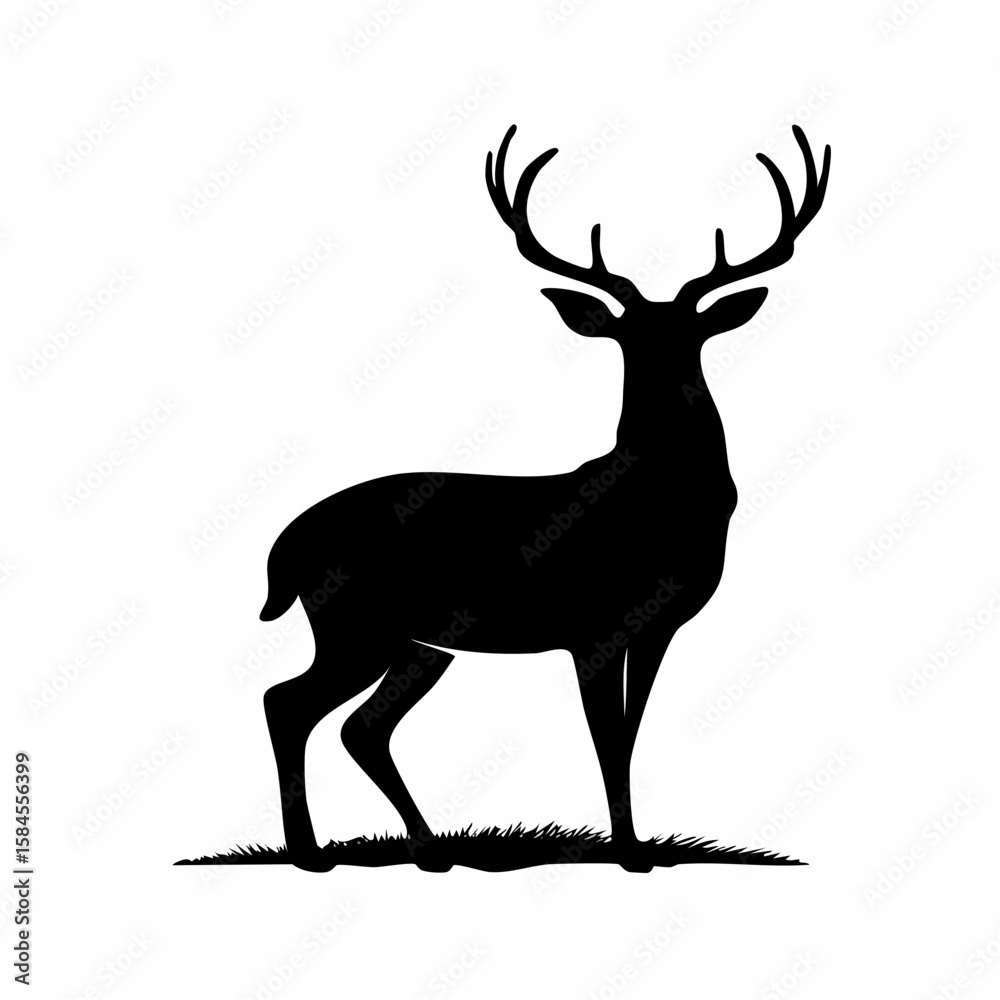 Fototapeta premium Elegant deer silhouette with majestic antlers standing gracefully outdoors