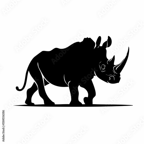Silhouette vector illustration of a strong rhinoceros walking forward design