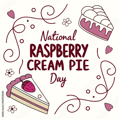 NATIONAL RASPBERRY CREAM PIE DAY vector illustration