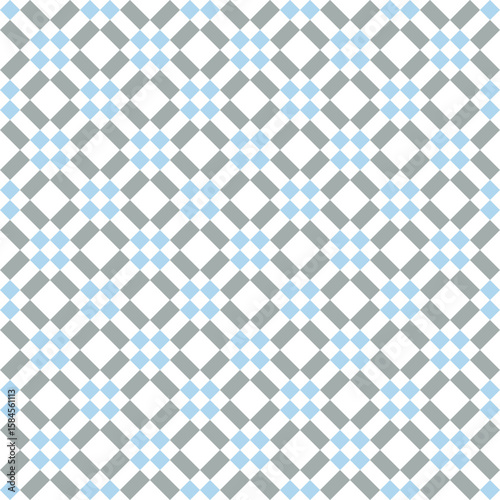 A traditional Portuguese craft tile background in the style of azulejos, in a gray and light blue swatchable texture. / ポルトガルの伝統工芸タイル風 背景素材 アズレージョ テクスチャ スウォッチ対応 水色 灰色