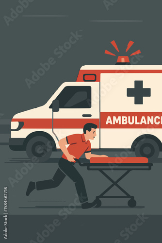Flat Vector Emergency Ambulance Service