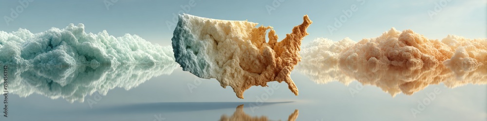 Obraz premium High-Quality Modern Flood Map of the United States Submerged by Ocean Water Authentic Climate Change Awareness for Corporate and Environmental Campaigns
