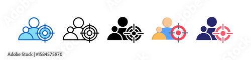 Target Audience Multiple Style Icon Set Collection.  