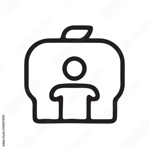 Person Silhouette in Apple Outline Healthy Living Icon Design for Wellness and Education