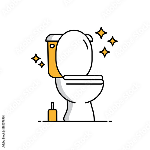 Clean toilet with sparkling highlights and cleaning bottle nearby  