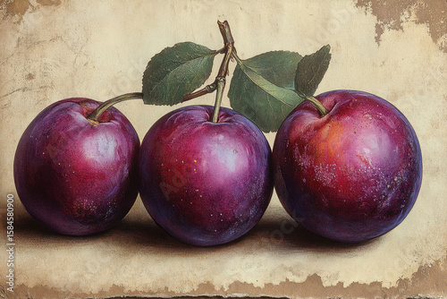 plums painting - fine art print.