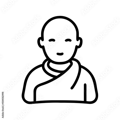 Monk line icon symbolizing spirituality and meditation
