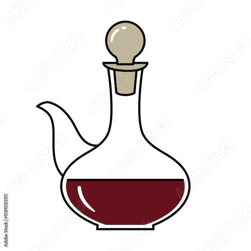 Wine decanter with red wine in minimalist design  