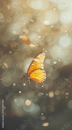 Graceful butterfly in nature's glow enchanting forest macro photography soft light close-up perspective