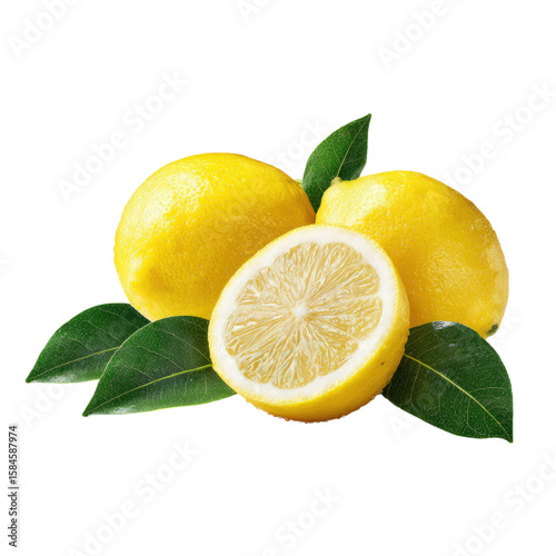 Wallpaper Mural Freshly Picked Lemons with Green Leaves: Juicy Citrus Fruits Ready to be Squeezed for Refreshing Drinks and Culinary Delights Torontodigital.ca