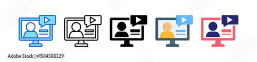 Webinar Multiple Style Icon Set Collection.  