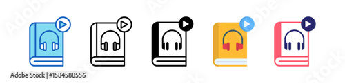Audiobook Multiple Style Icon Set Collection.  