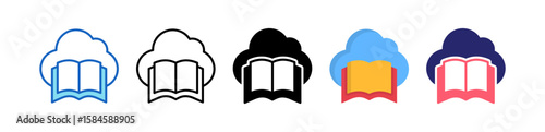Cloud Library Multiple Style Icon Set Collection.  
