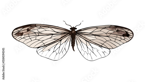 Beautiful detailed butterfly illustration with transparent wings vector graphic design art