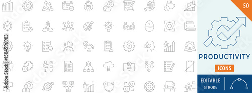 Productivity icon collection set. Editable stroke.