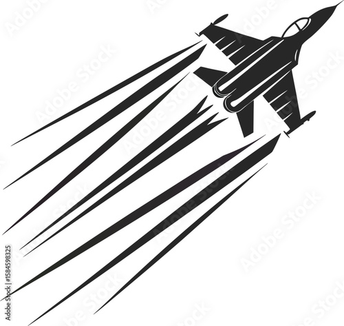 Vector illustration of an airplane icon with a sleek design combining 3D and line art style representing business, technology, and success concepts