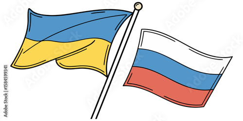  Russia and Ukraine Flags