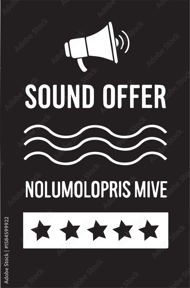 Fototapeta premium Sound offer promotion with graphic loudspeaker and five star review