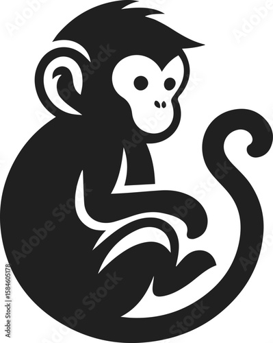 Playful Black Monkey Logo Design