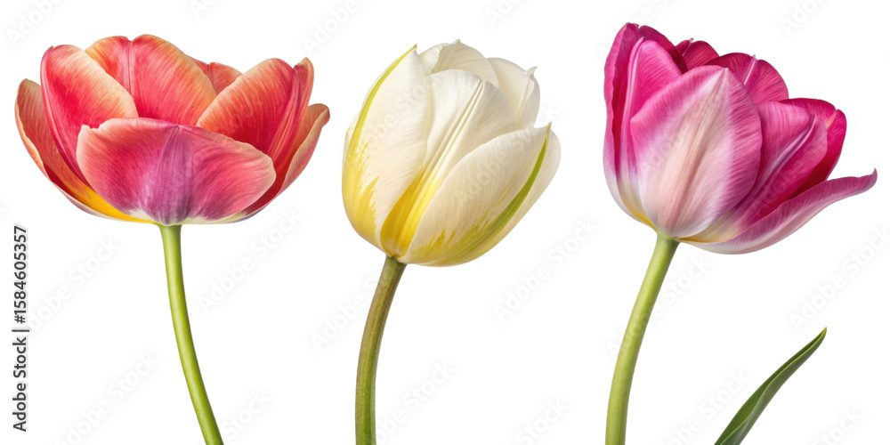 Obraz premium Beautiful tulips in vibrant colors showcase elegance of flowers in stunning display of nature artistry