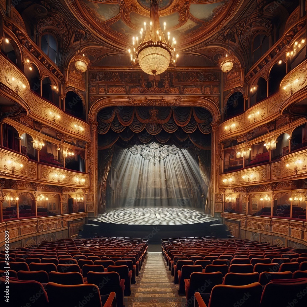 Obraz premium Stage A traditional theatre viewed from the wings